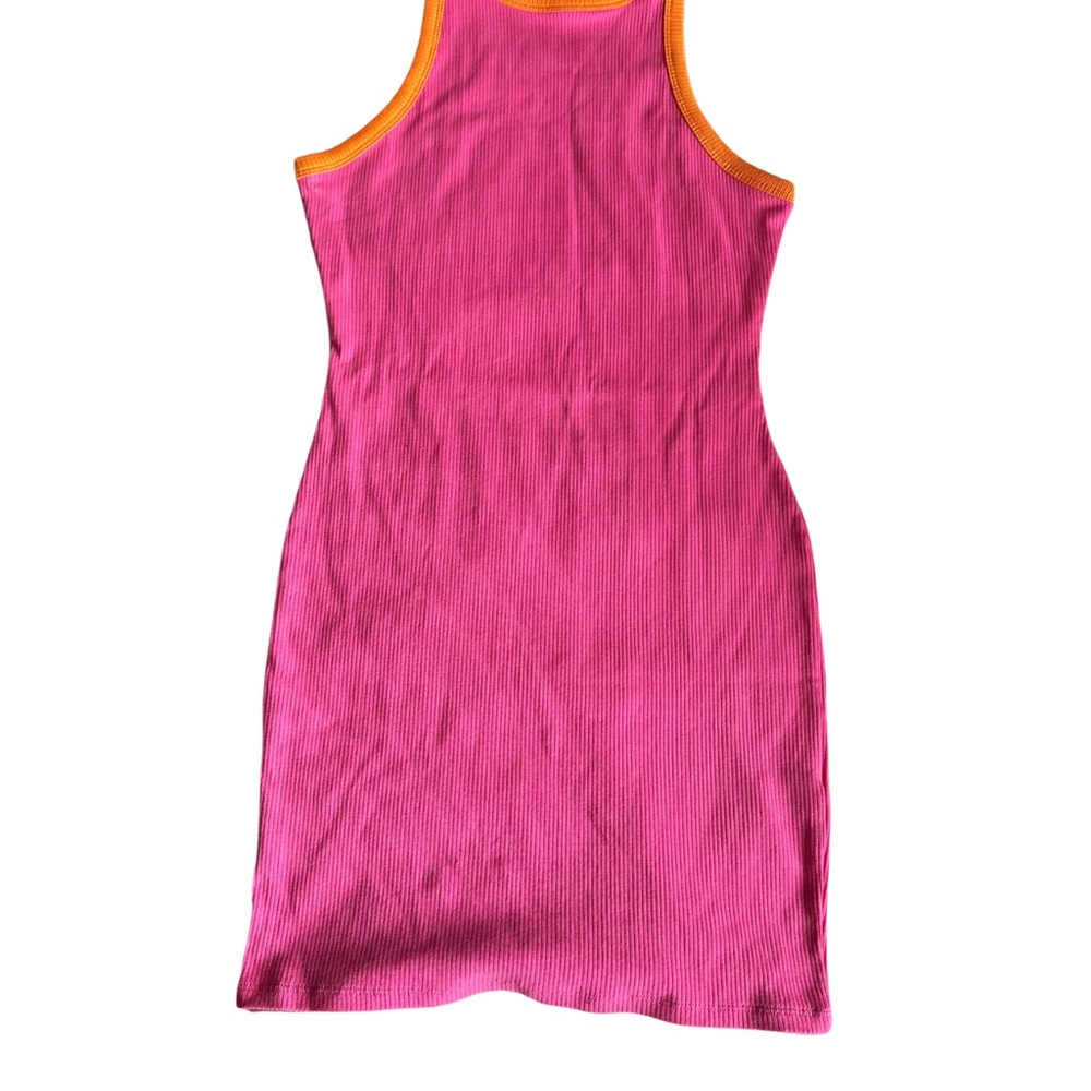 Pink Sleeveless Dress with Orange Trim